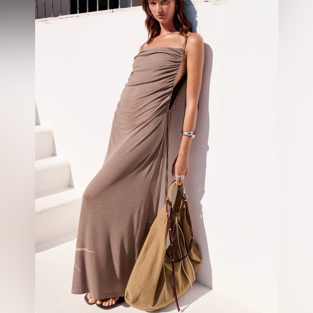 Mia Regan x H&M Drawstring-Detail Linen Blend Maxi Dress. NWOT. L&XL. Sold out